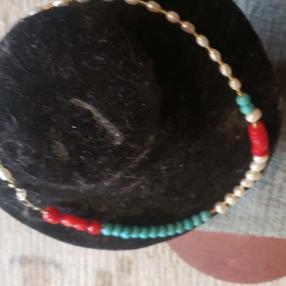 Cultered freshwater pearls,turquoise and coral choker handmade - Picture 4 of 6